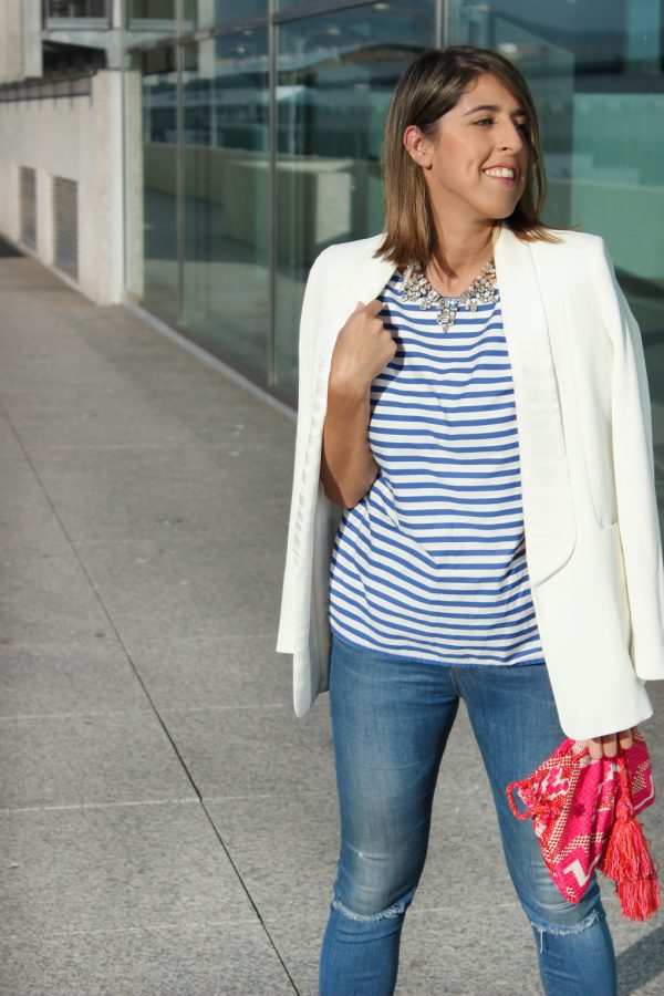 outfit blazer blanca mujer